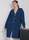 Damen Grobstrick-Cardigan mit schlichten Holzknöpfen und praktischen Taschen R&B