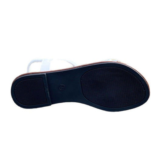 Damen elegante Riemchen-Sandalen mit auffälliger Schmuckapplikation R&B