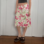 Damen eleganter Midirock mit floralen Motiven und schwingendem Schnitt R&B