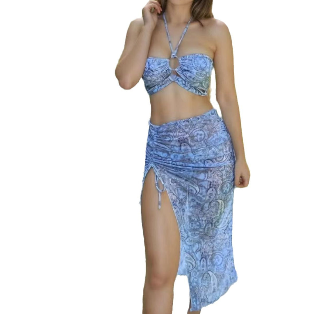 Damen Strand-Bikini mit Raffung und elegantem Muster R&B