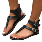 Damen Zehentrenner-Sandalen mit elegantem Riemendesign und modischem Glanz R&B