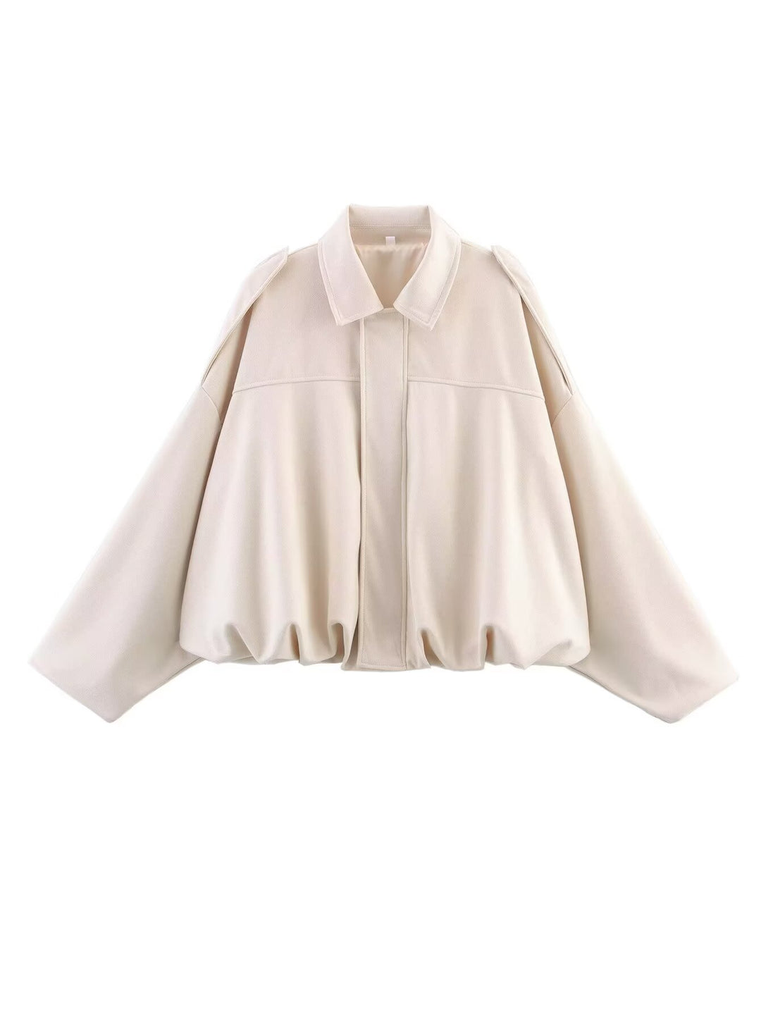 Damen lockere Cropped Jacke aus Wildlederimitat R&B