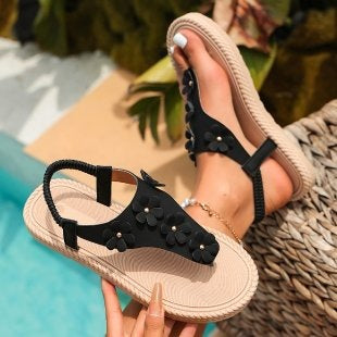 Damen modische Zehentrenner mit floralem Design und flexiblem Fußbett R&B