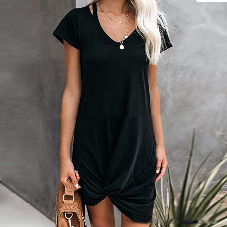 Damen Kurzarm Kleid mit geknotetem Detail R&B