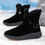 Damen gefütterte Winterstiefel mit modischer Schnallenapplikation und rutschfester Sohle R&B