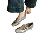 Damen elegante Mary Jane Schuhe mit doppeltem Riemchen und spitzem Zehenbereich R&B
