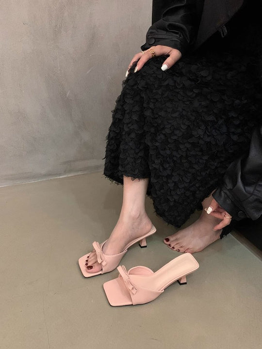 Damen elegante Sling-Pantoletten mit modischem Schleifenakzent R&B