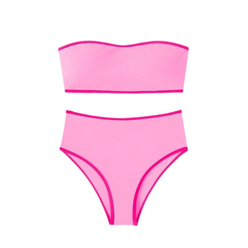 Damen Bandeau-Bikini mit hohem Bund und eleganten Akzenten R&B