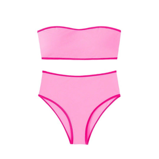 Damen Bandeau-Bikini mit hohem Bund und eleganten Akzenten R&B