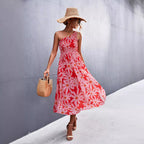 Damen Maxikleid mit asymmetrischem Trägerdesign und floralem Allover-Muster R&B