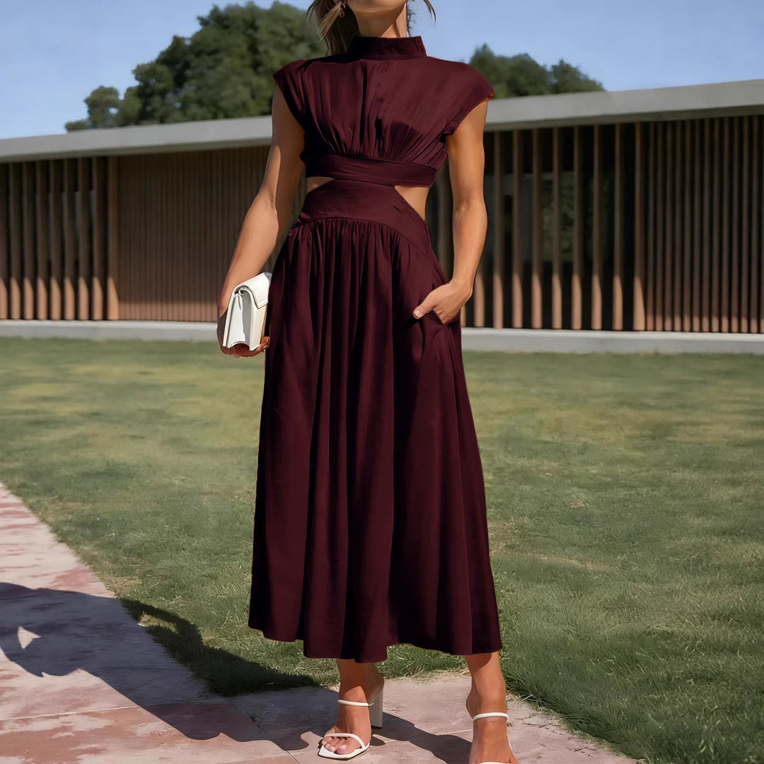 Damen Maxikleid mit elegantem Wickeldesign und raffiniertem Cut-Out R&B