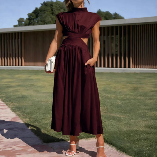 Damen Maxikleid mit elegantem Wickeldesign und raffiniertem Cut-Out R&B