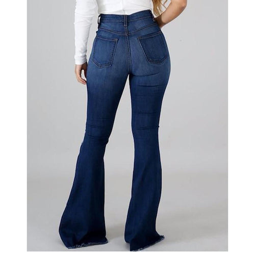 Damen Bootcut-Jeans mit ausgefranstem Saum und Destroyed-Details R&B