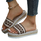 Damen modische Keil-Pantoletten mit dekorativem Woven-Design R&B