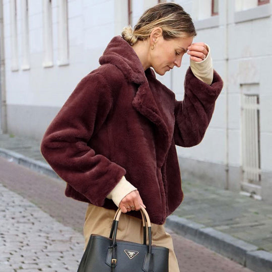 Damen Kuschelige Fleecejacke mit Reverskragen und Seitennaht R&B