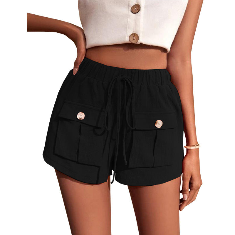 Damen lässige Shorts mit praktischen Taschen und komfortablem Kordelzug R&B