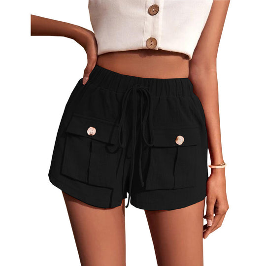 Damen lässige Shorts mit praktischen Taschen und komfortablem Kordelzug R&B