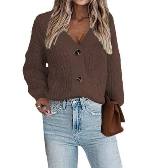 Damen Grobstrick-Cardigan mit strukturiertem Muster und modischen Knopfdetails R&B