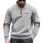 Herren Kapuzenpullover mit halbem Reißverschluss und farblichen Akzenten R&B