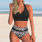 Damen Hochtailliertes Bikini-Set mit modischem Wickeloberteil R&B
