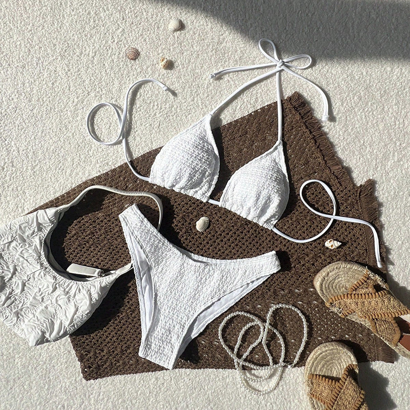 Damen Triangel-Bikini mit strukturierter Oberfläche und verstellbaren Trägern R&B