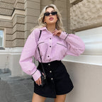 Damen Oversized Hemdjacke mit strukturiertem Design und gestreiften Muster R&B