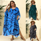 Damen luftiger Kaftan mit stylishem Muster R&B