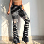 Damen Hochtaillierte Streifenleggings R&B