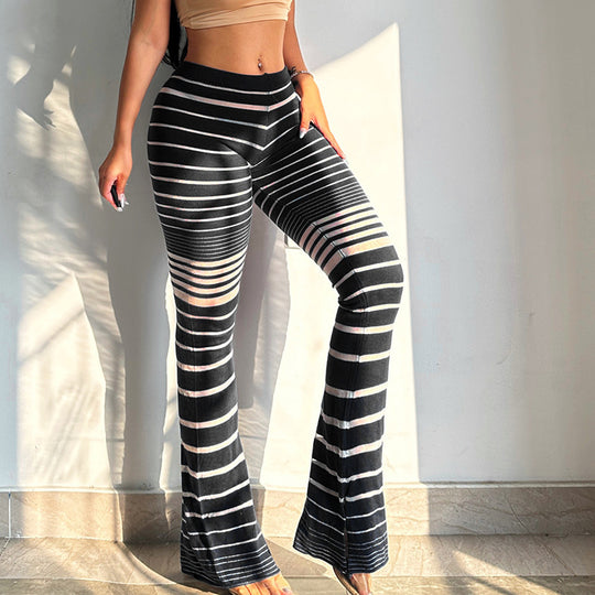 Damen Hochtaillierte Streifenleggings R&B