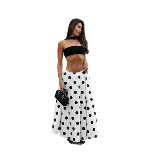 Damen Maxirock mit auffälligem Polkadot-Muster und voluminösem Schnitt R&B