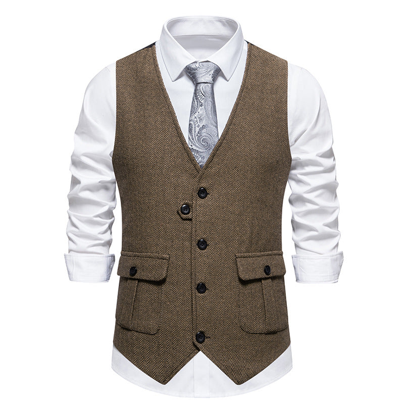 Herren elegante Weste im strukturierten Hahnentrittdesign R&B
