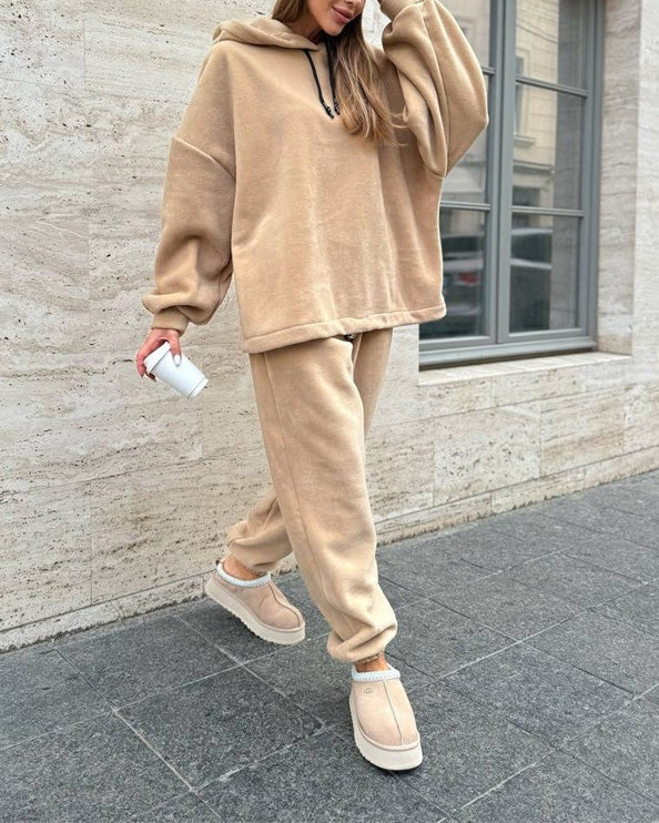 R&B | Crew Polar Fleece Kapuzenpullover und Jogginghose Zweiteiliges Satz