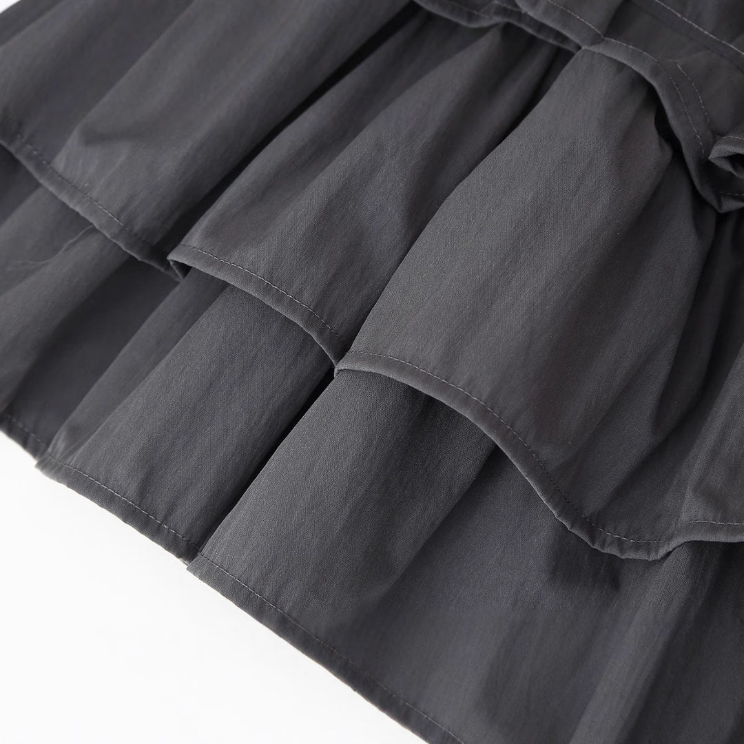 Damen Langarmkleid mit Rüschensaum R&B
