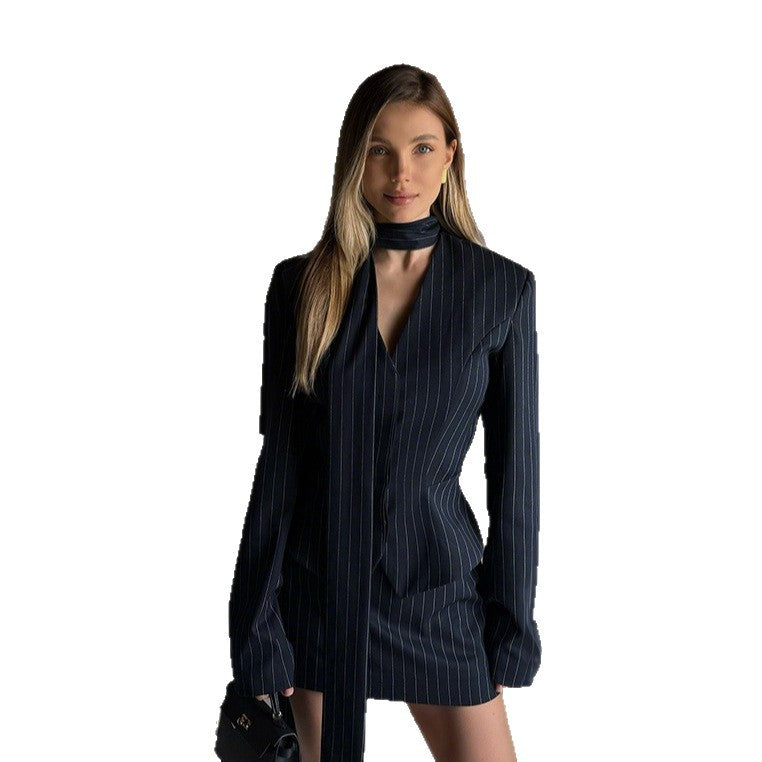 Damen Elegantes Blazer-Kleid mit schmalem Schnitt und langen Ärmeln R&B