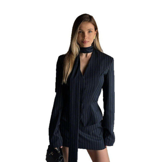 Damen Elegantes Blazer-Kleid mit schmalem Schnitt und langen Ärmeln R&B