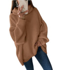R&B | Damen Strickpullover mit Rollkragen lockerer Sitz, einfarbig