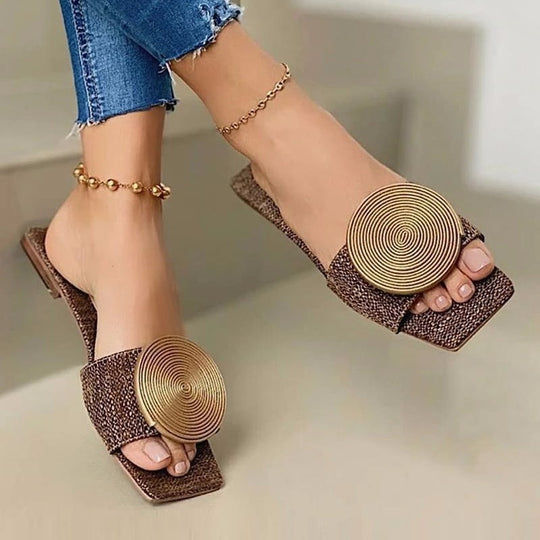 Damen Slipper mit kunstvollem Rund-Detail R&B