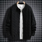 Herren Strickjacke mit modernem Zopfmuster und durchgehendem Knopfverschluss R&B