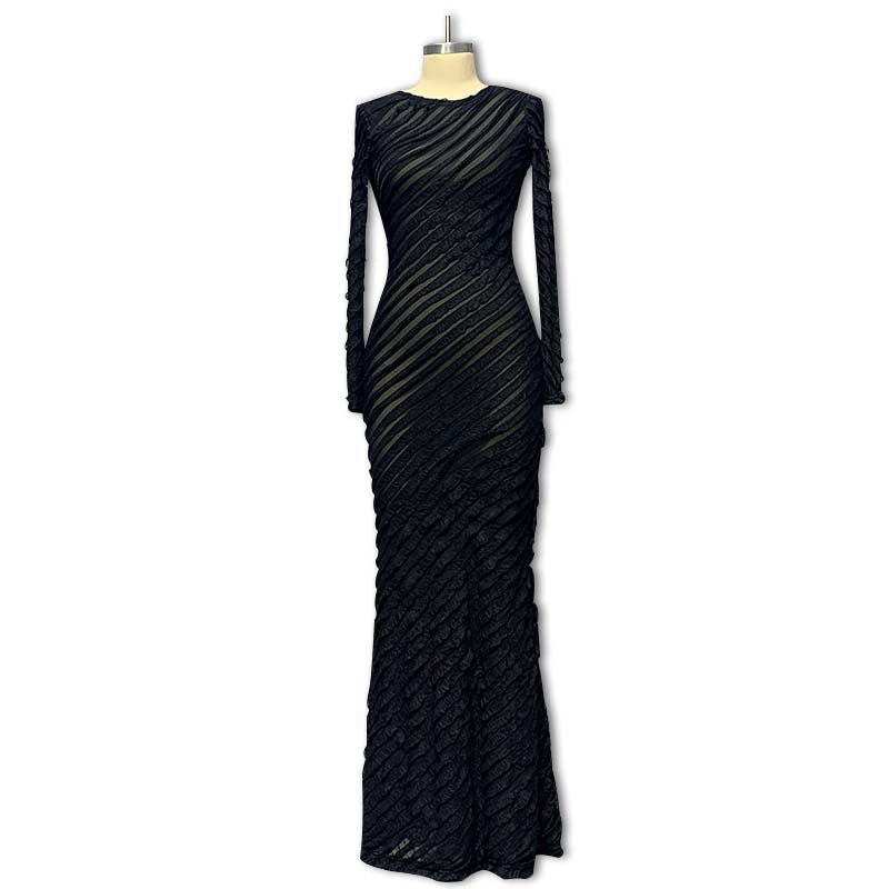 Damen Elegantes Maxikleid mit texturiertem Design R&B