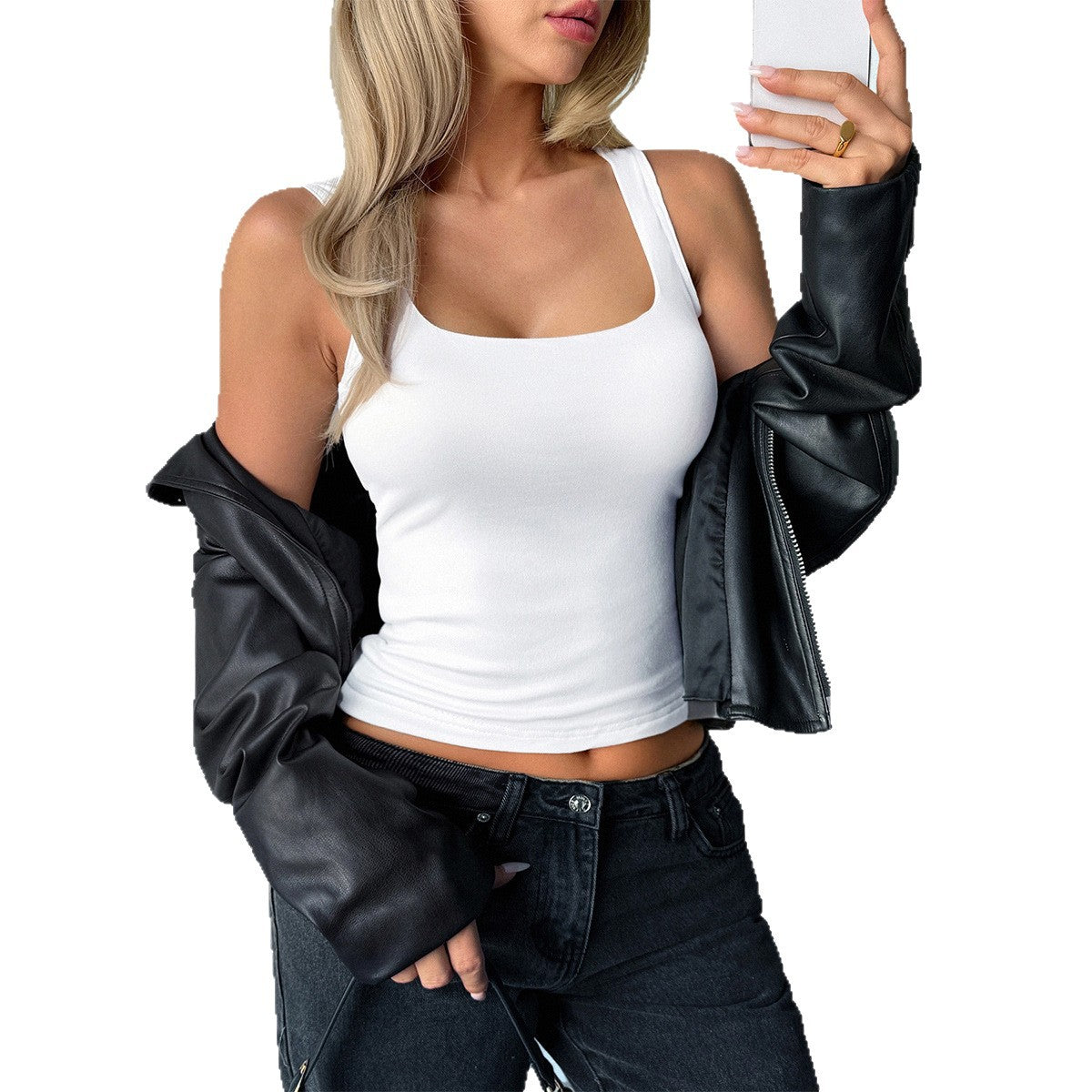Damen Elegantes Top mit quadratischem Ausschnitt und figurfreundlichem Schnitt R&B