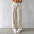 Damen Weit geschnittene Leinenhose mit elastischem Bund und praktischen Taschen R&B