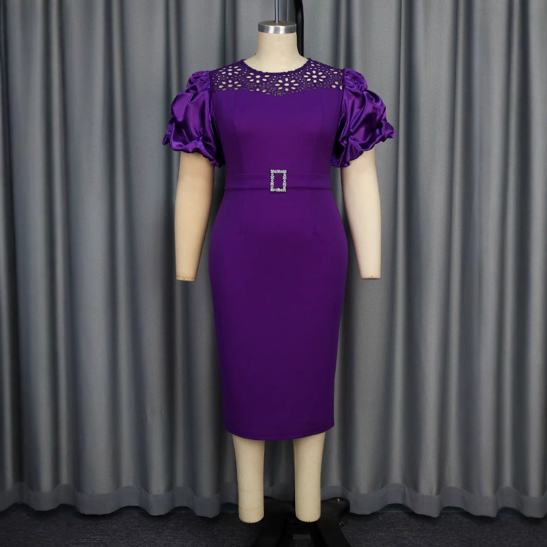 Damen Figurbetontes Cocktailkleid mit kreativem Rüschendesign und dekorativem Taillengürtel R&B