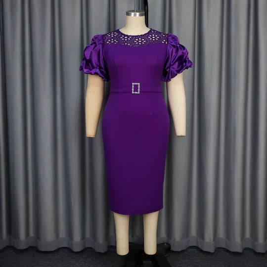 Damen Figurbetontes Cocktailkleid mit kreativem Rüschendesign und dekorativem Taillengürtel R&B