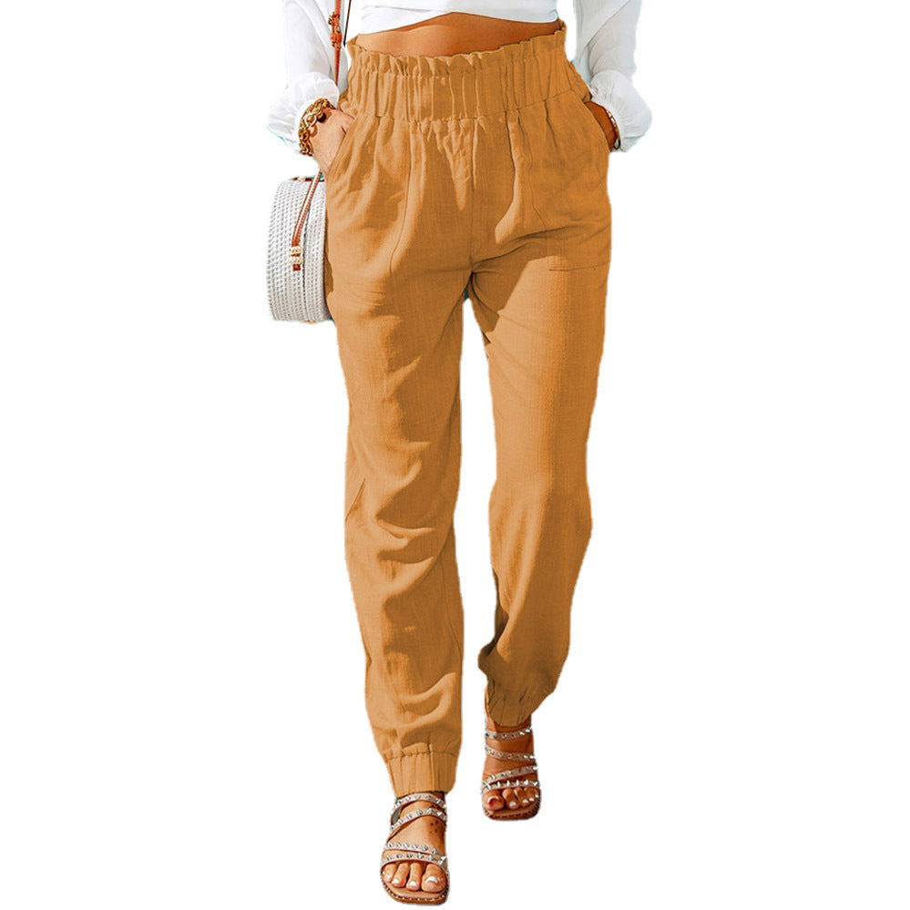 Damen Bequeme und elegante Sommerhose mit elastischem Bund und praktischen Taschen R&B