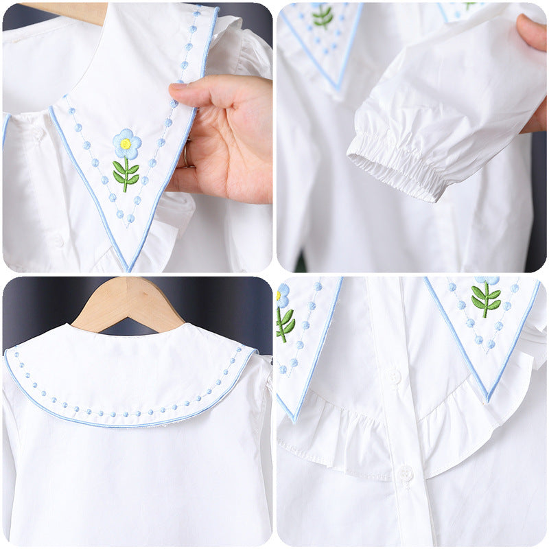 Mädchen Rüschenbluse mit besticktem Kragen R&B