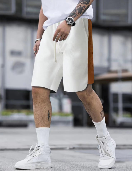 Herren stylische Freizeithose mit atmungsaktiver Struktur und seitlichen Kontraststreifen R&B