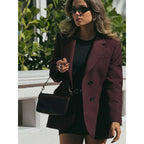 Damen elegante Blazerjacke mit doppelter Knopfverschluss und tailliertem Schnitt R&B