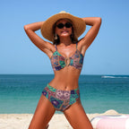 Damen Hochtaillierter Bikini mit verspieltem Muster R&B