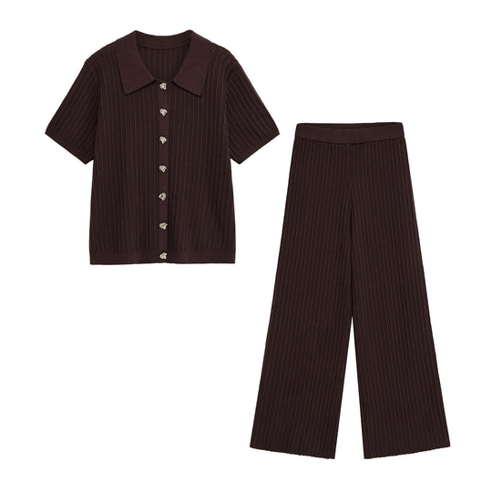 Damen weite Gummibund-Hose mit eleganten Streifen R&B