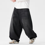 Herren nan extraweite Baggy-Jeans mit tiefem Schritt, relaxed Low-Crotch Schnitt und weitem Saum R&B